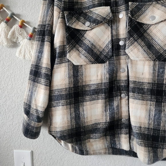 Blank NYC Plaid Wool Blend Shacket In Checked Out Oversize Grunge Retro Boho S - Picture 6 of 11
